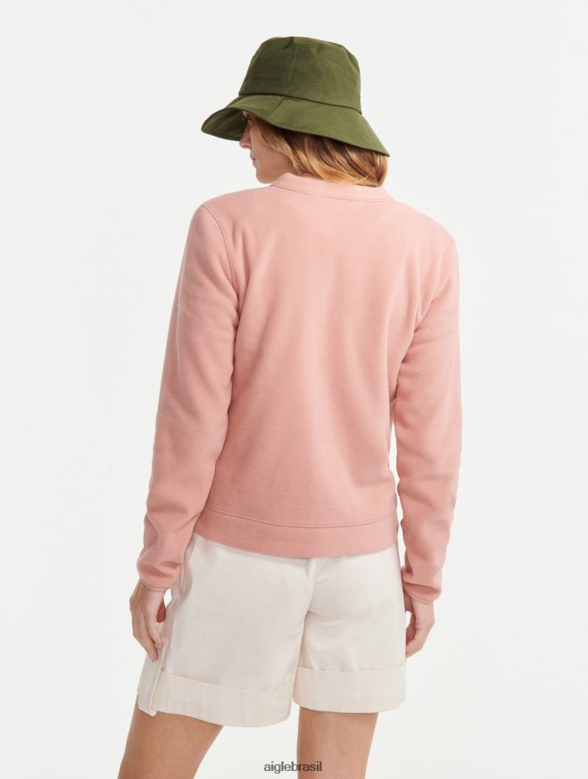 Aigle roupas gola redonda com zíper rosa enevoada mulheres RX2B88589