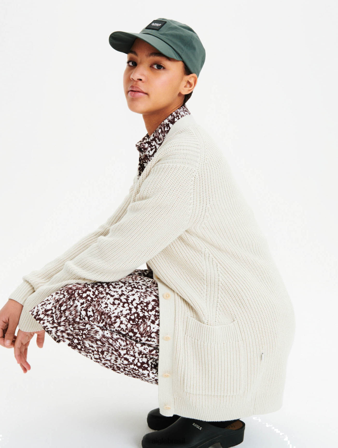 Aigle roupas cardigã de algodão orgânico biscoito mulheres RX2B88622