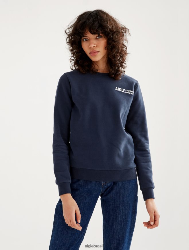 Aigle roupas moletom com gola redonda escovado com estampa no peito Império mulheres RX2B88545