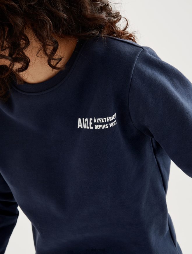 Aigle roupas moletom com gola redonda escovado com estampa no peito Império mulheres RX2B88545