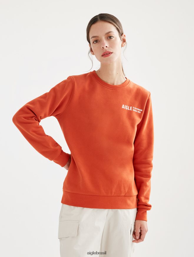 Aigle roupas moletom com gola redonda escovado com estampa no peito goji mulheres RX2B88539