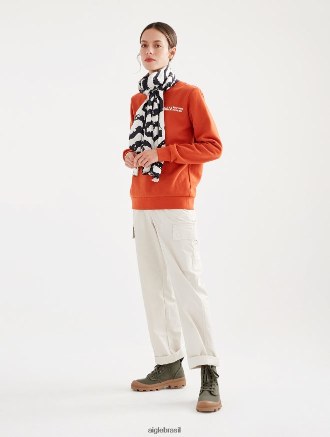 Aigle roupas moletom com gola redonda escovado com estampa no peito goji mulheres RX2B88539