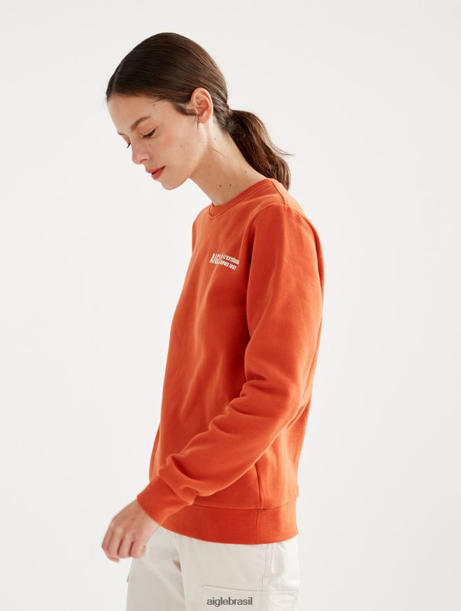 Aigle roupas moletom com gola redonda escovado com estampa no peito goji mulheres RX2B88539