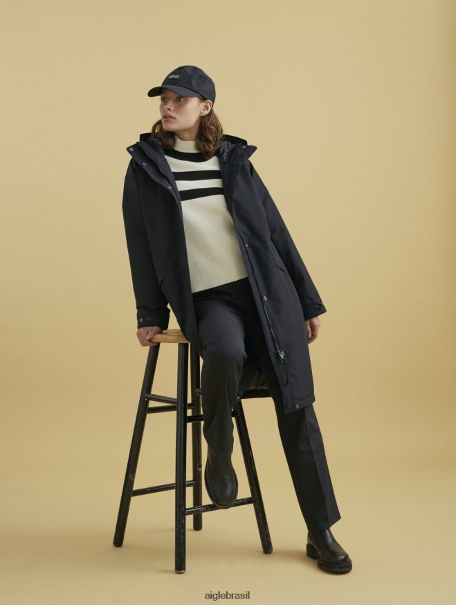 Aigle roupas parka gore-tex bem quentinha preto mulheres RX2B88675