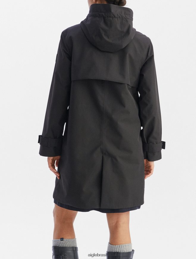 Aigle roupas parka gore-tex longa preto mulheres RX2B88427
