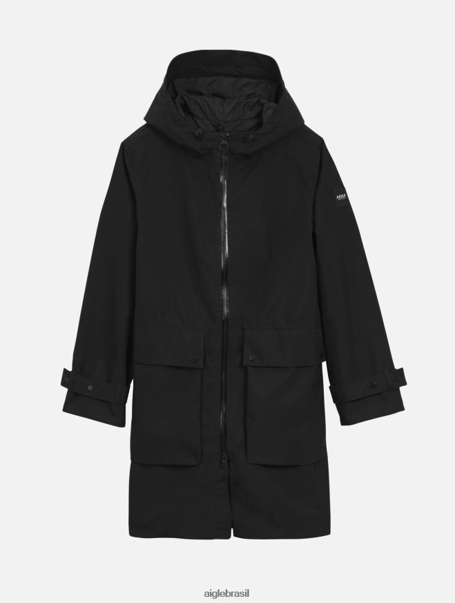 Aigle roupas parka gore-tex longa preto mulheres RX2B88427