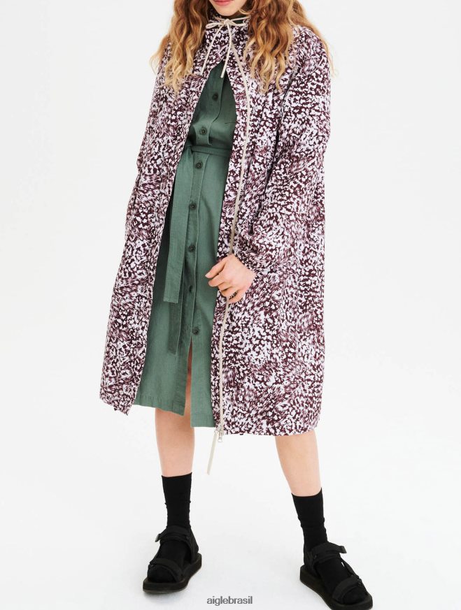 Aigle roupas parka longa embalável estampada bombom pr mulheres RX2B88633