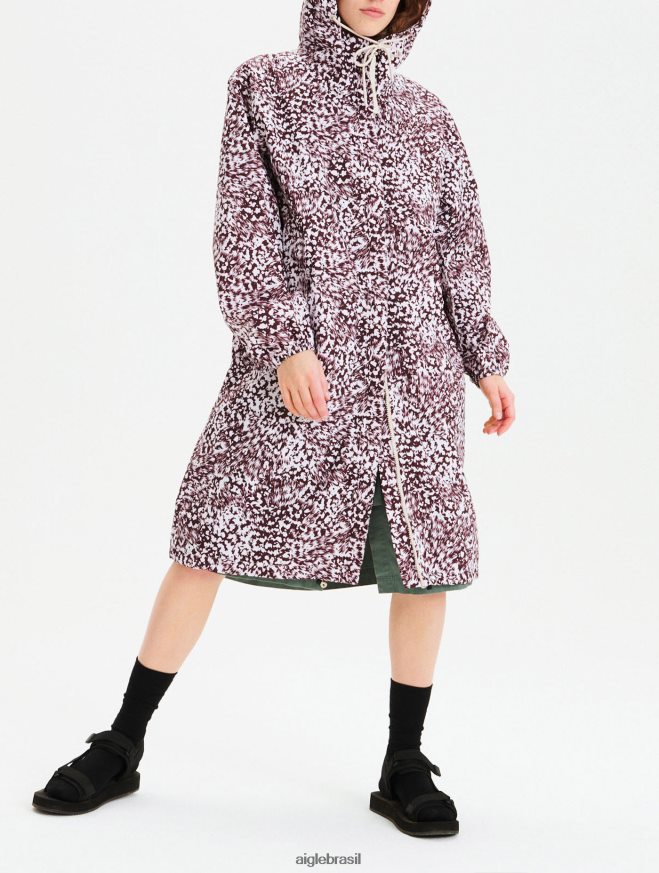 Aigle roupas parka longa embalável estampada bombom pr mulheres RX2B88633
