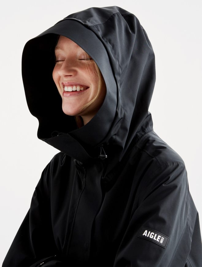 Aigle roupas parka longa mtd preto mulheres RX2B88440