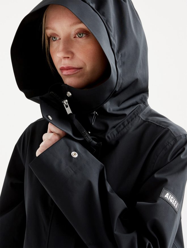 Aigle roupas parka longa mtd preto mulheres RX2B88440