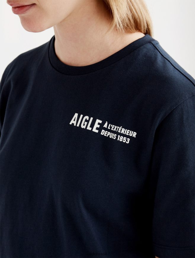 Aigle roupas camiseta gola redonda em algodão orgânico Império mulheres RX2B88571