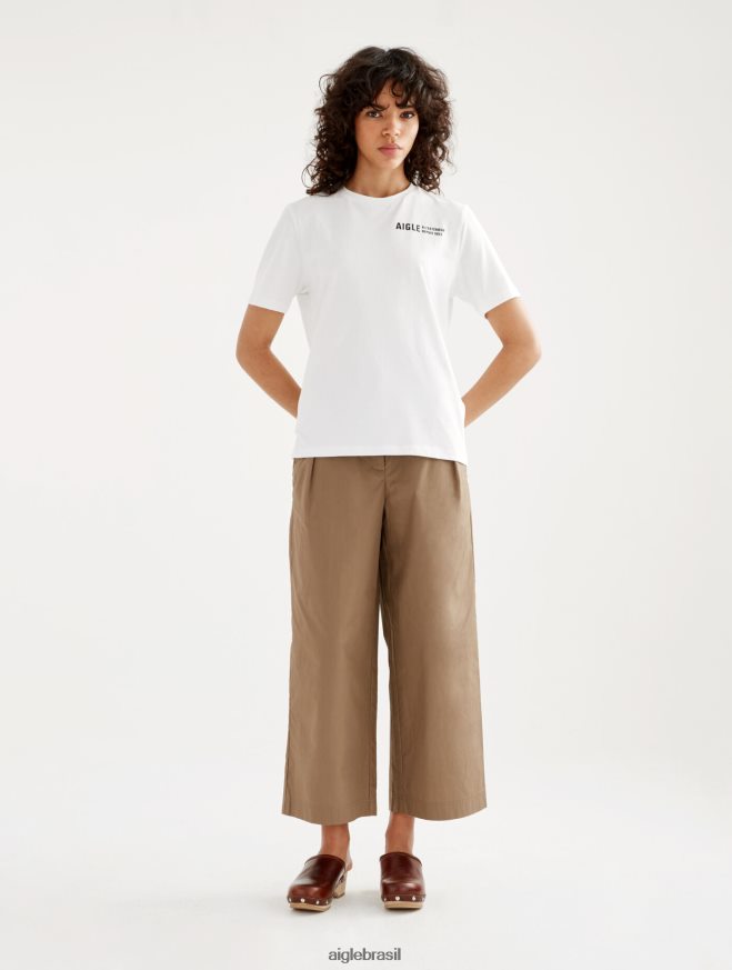 Aigle roupas camiseta gola redonda em algodão orgânico branco mulheres RX2B88588