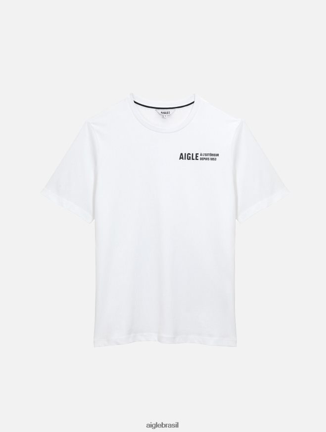 Aigle roupas camiseta gola redonda em algodão orgânico branco mulheres RX2B88588