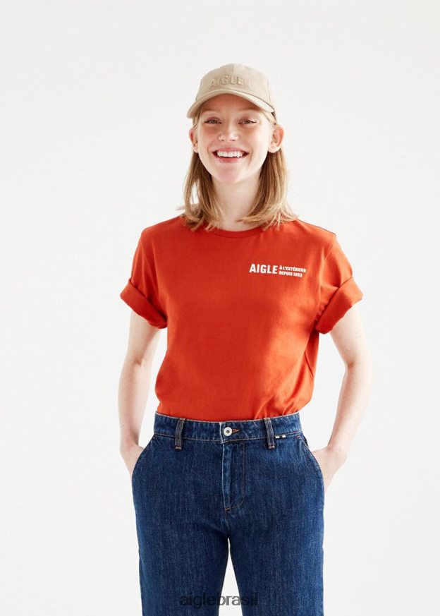 Aigle roupas camiseta gola redonda em algodão orgânico goji mulheres RX2B88546