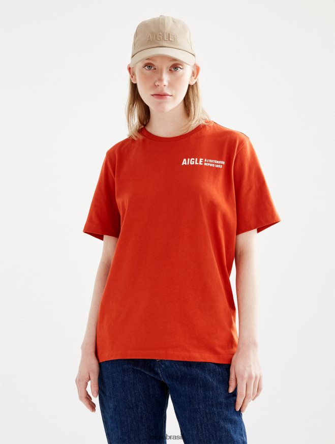 Aigle roupas camiseta gola redonda em algodão orgânico goji mulheres RX2B88546