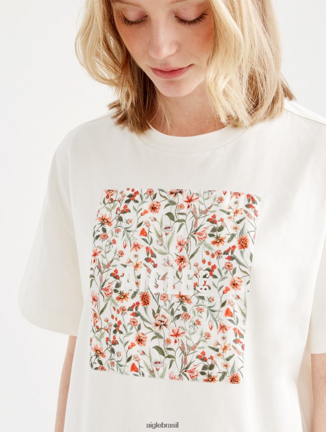 Aigle roupas camiseta liberdade e estampa manga curta leite mulheres RX2B88514