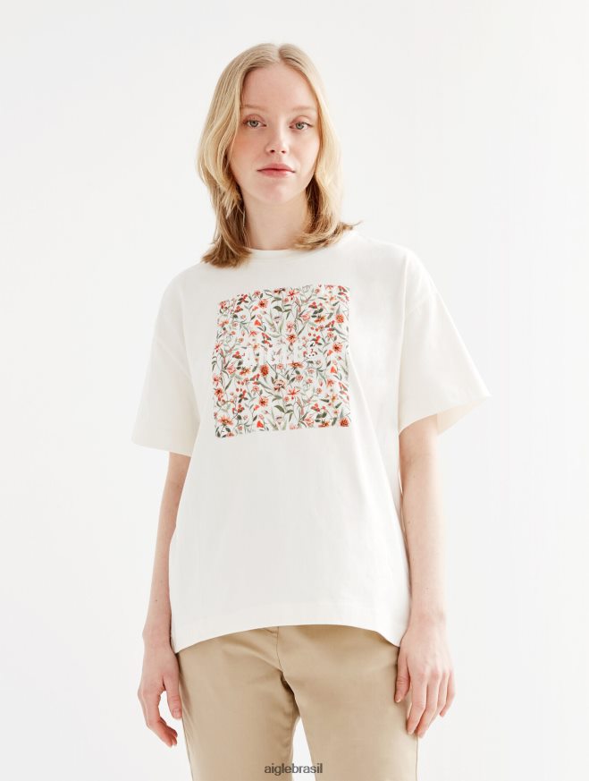 Aigle roupas camiseta liberdade e estampa manga curta leite mulheres RX2B88514
