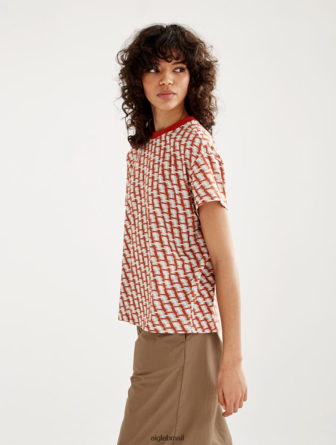 Aigle roupas camiseta manga curta toda goji pr mulheres RX2B88574