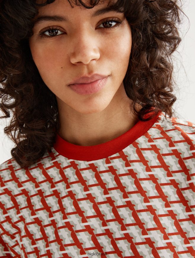 Aigle roupas camiseta manga curta toda goji pr mulheres RX2B88574