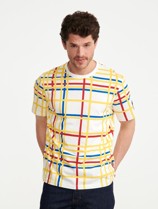 Aigle x Centre Pompidou roupas camiseta gola redonda Mondrian mulheres RX2B8810