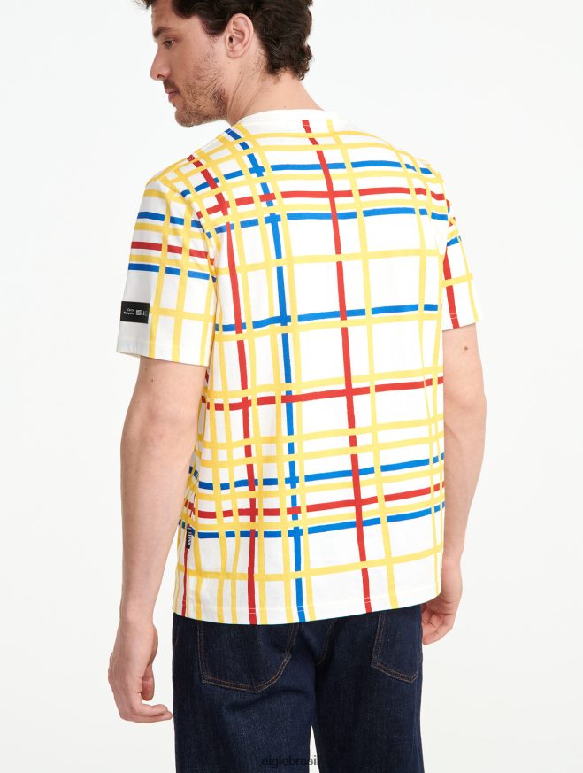 Aigle x Centre Pompidou roupas camiseta gola redonda Mondrian mulheres RX2B8810