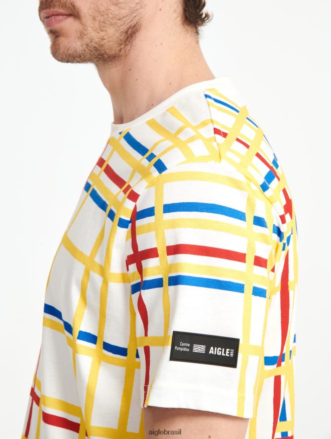 Aigle x Centre Pompidou roupas camiseta gola redonda Mondrian mulheres RX2B8810