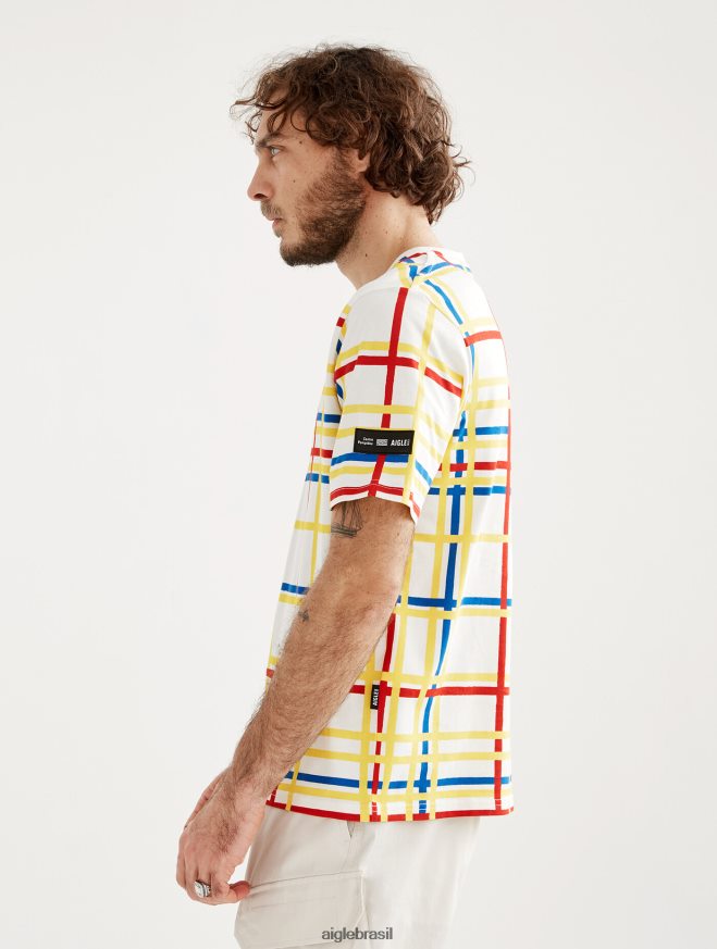 Aigle x Centre Pompidou roupas camiseta gola redonda Mondrian mulheres RX2B8810