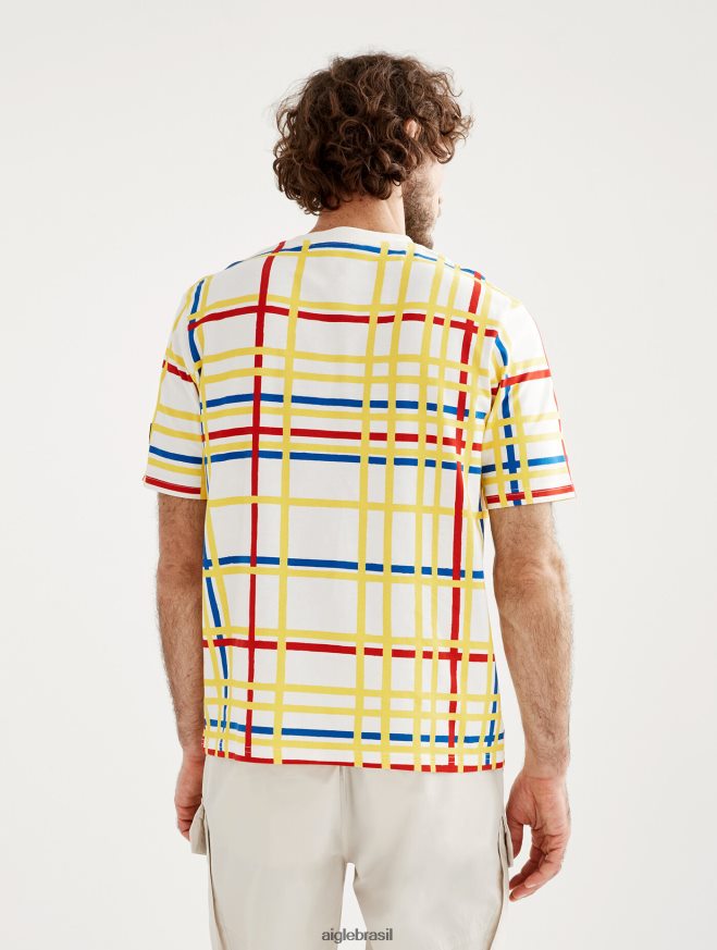 Aigle x Centre Pompidou roupas camiseta gola redonda Mondrian mulheres RX2B8810