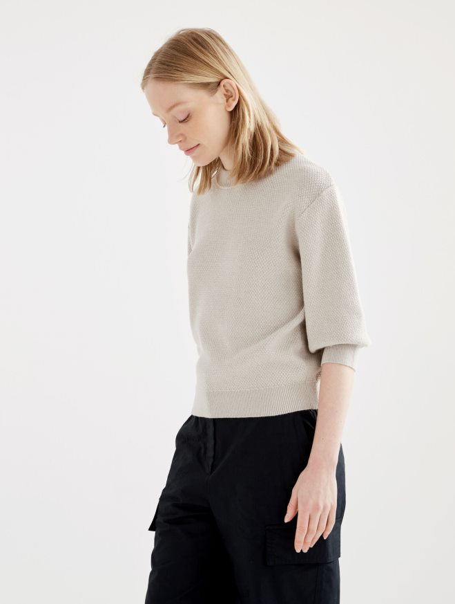 Aigle roupas suéter de manga curta com malha decorativa zibelina mulheres RX2B88458