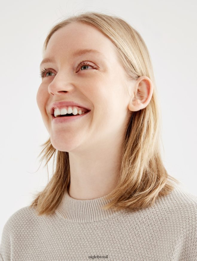 Aigle roupas suéter de manga curta com malha decorativa zibelina mulheres RX2B88458