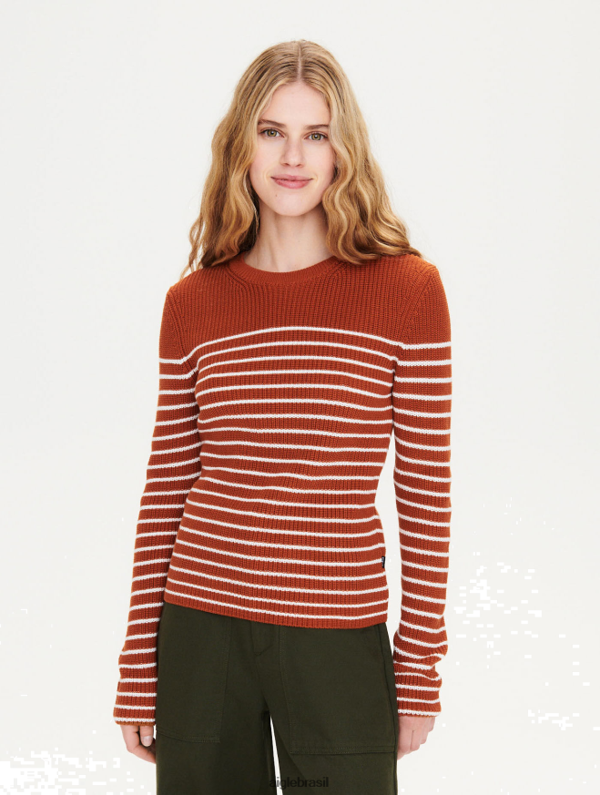 Aigle roupas suéter de marinheiro em algodão orgânico ponto marrom dourado mulheres RX2B88656