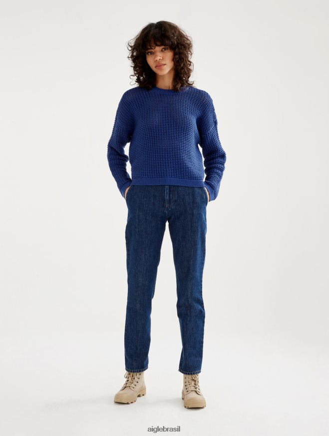 Aigle roupas suéter decorativo de malha de manga comprida encrebleu mulheres RX2B88541