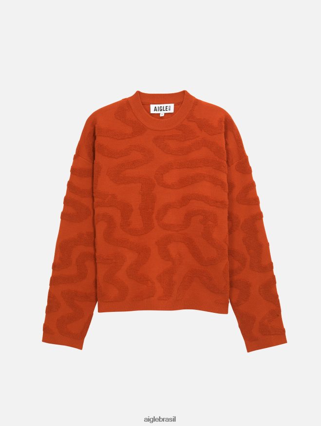 Aigle roupas suéter gola redonda com jacquard vermiculado goji mulheres RX2B88532