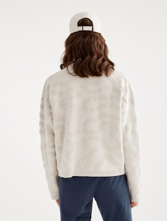 Aigle roupas suéter gola redonda com jacquard vermiculado zibelina mulheres RX2B88542