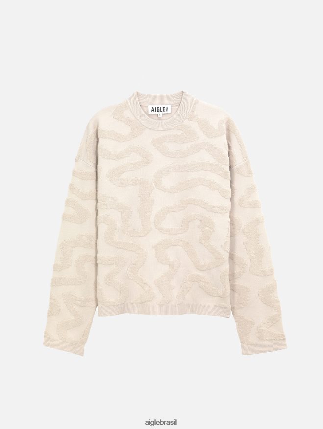 Aigle roupas suéter gola redonda com jacquard vermiculado zibelina mulheres RX2B88542