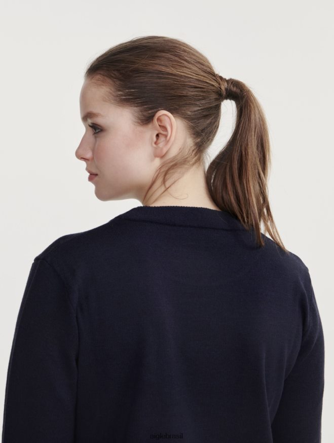 Aigle roupas suéter gola redonda em lã merino Império mulheres RX2B88593