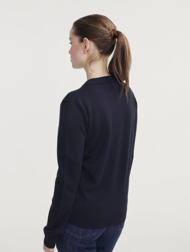 Aigle roupas suéter gola redonda em lã merino Império mulheres RX2B88593