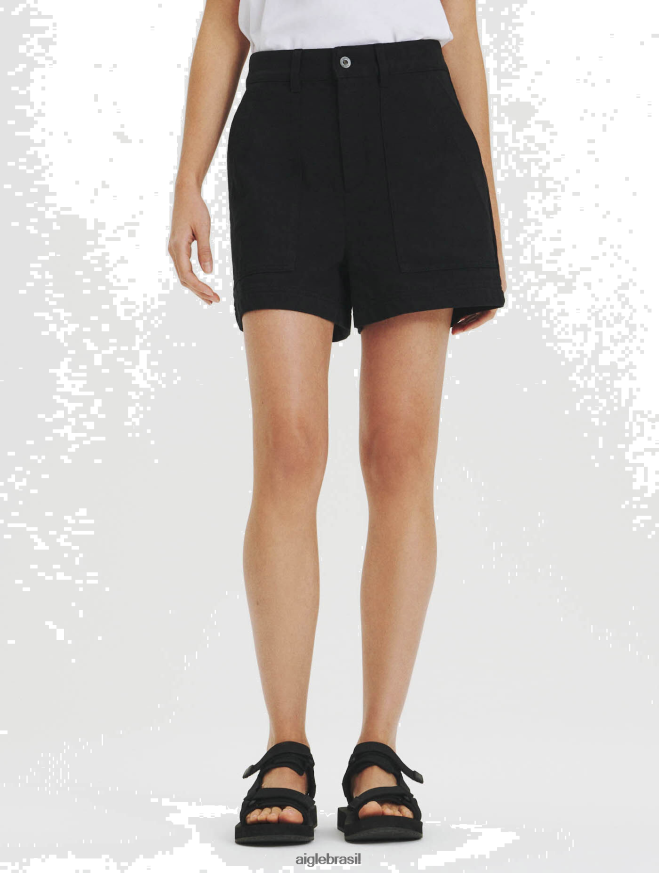 Aigle roupas Shorts com design ecológico 100% algodão Ônix preto mulheres RX2B88681
