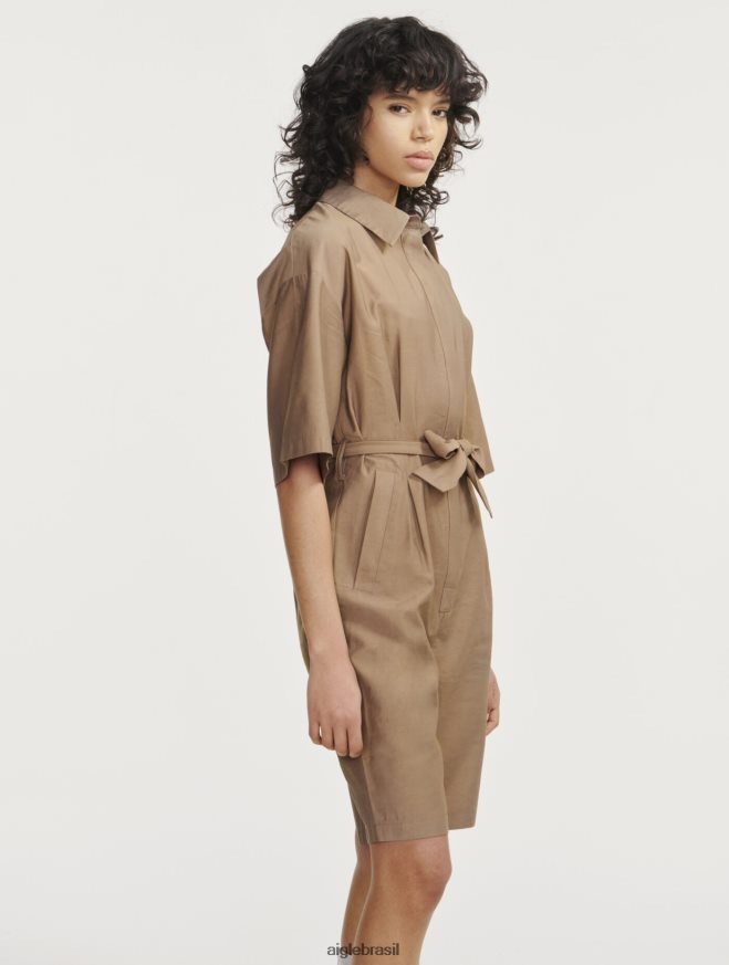 Aigle roupas macacão bermuda manga curta capuccino mulheres RX2B88459