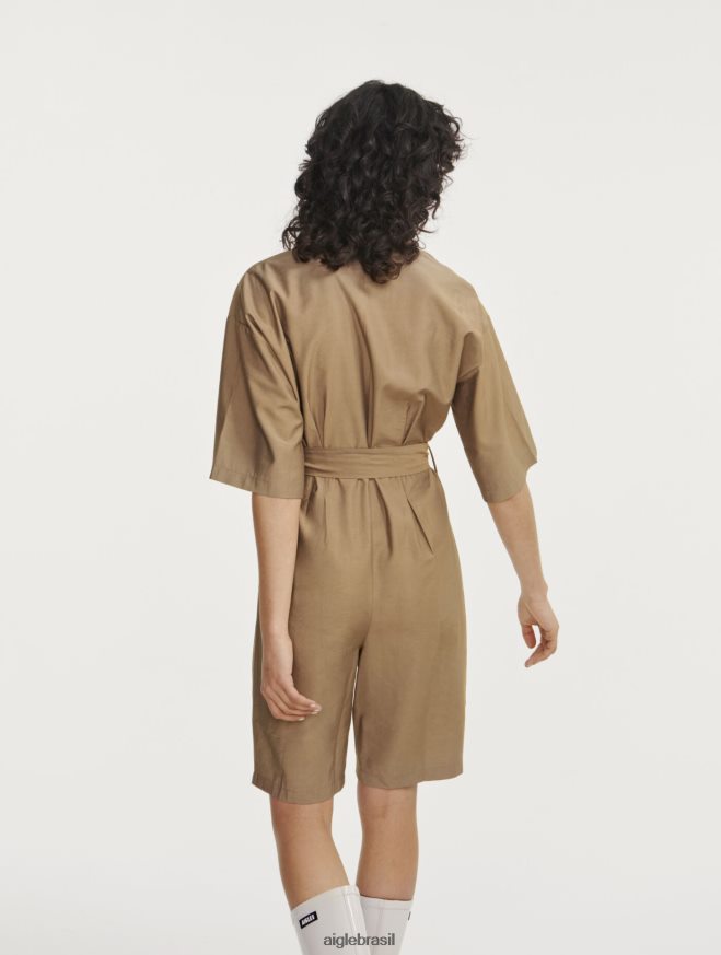 Aigle roupas macacão bermuda manga curta capuccino mulheres RX2B88459