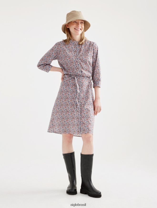Aigle roupas o clássico vestido camisa liberty londres avelã pr mulheres RX2B88556