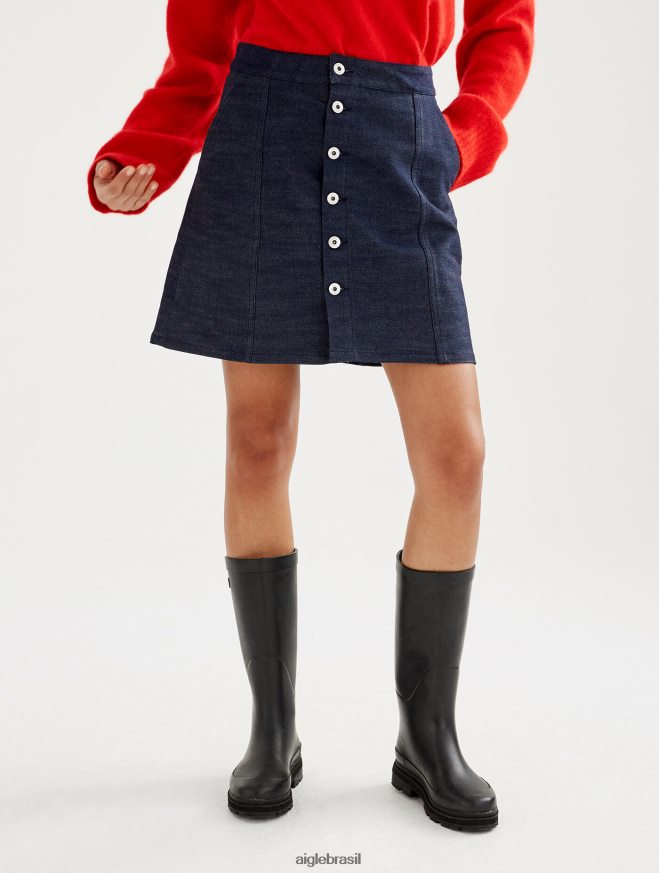 Aigle roupas saia jeans curta feita na França jeans mulheres RX2B88703