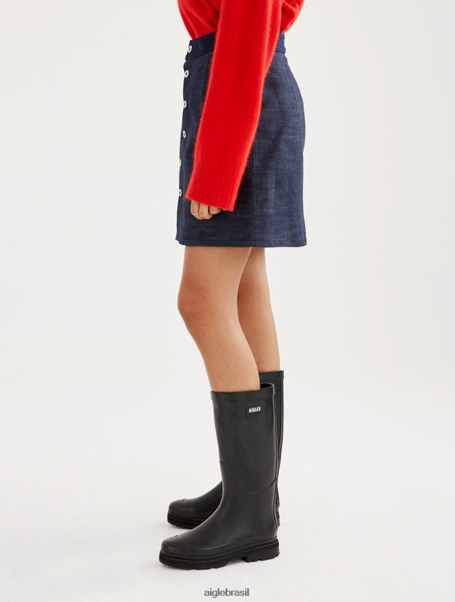 Aigle roupas saia jeans curta feita na França jeans mulheres RX2B88703