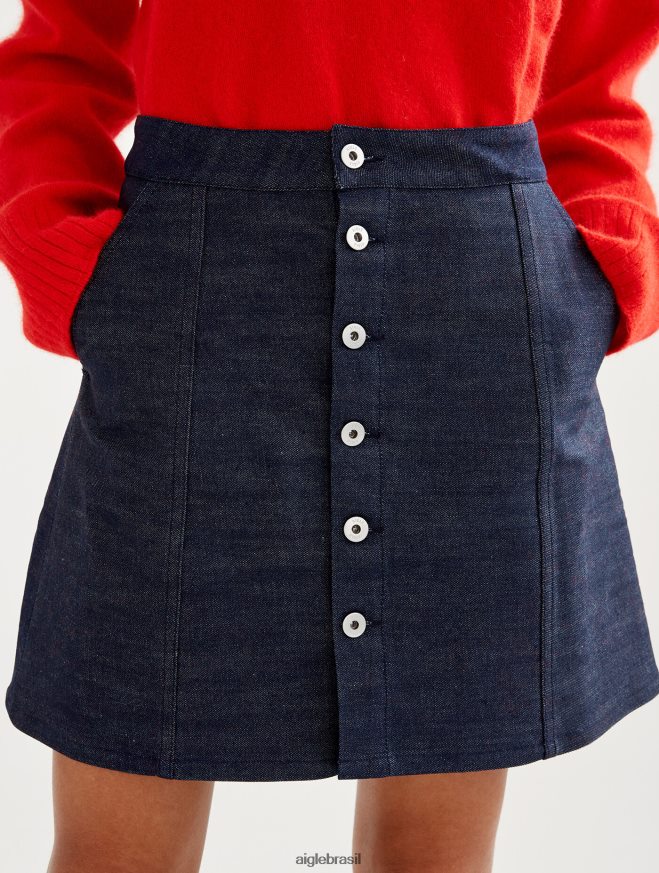 Aigle roupas saia jeans curta feita na França jeans mulheres RX2B88703