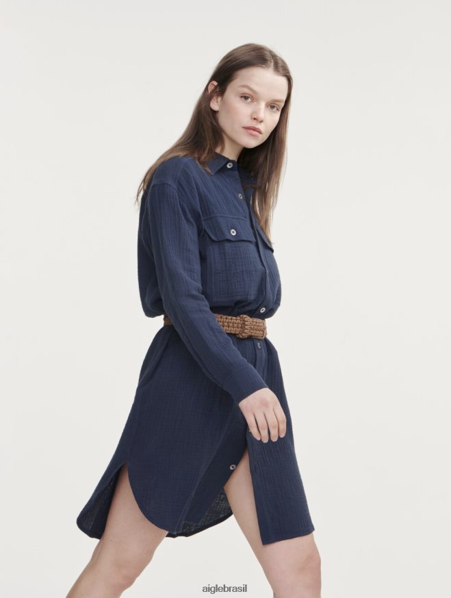 Aigle roupas vestido camisa de gaze de algodão Império mulheres RX2B88445