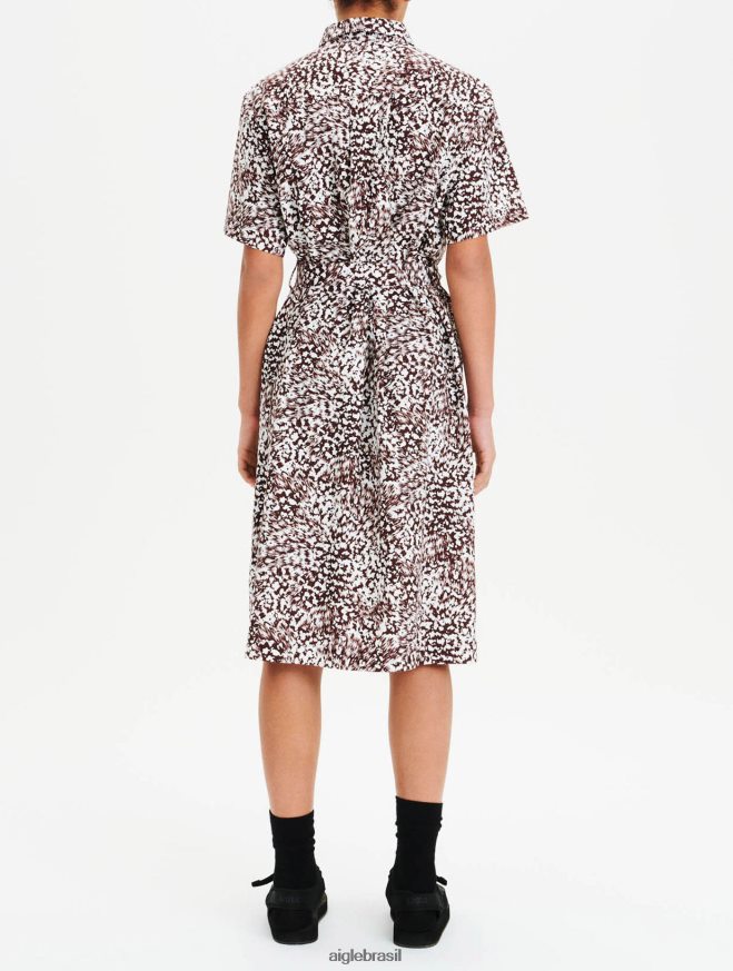 Aigle roupas vestido camisa tencel e algodão versão estampada bombom pr mulheres RX2B88641