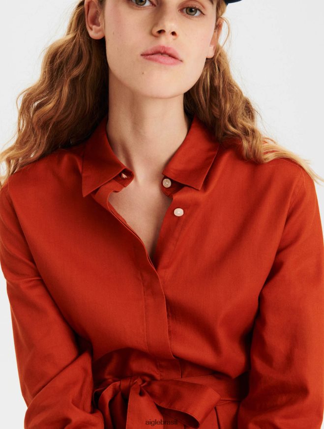 Aigle roupas vestido maxi cintura curvada marrom dourado mulheres RX2B88690