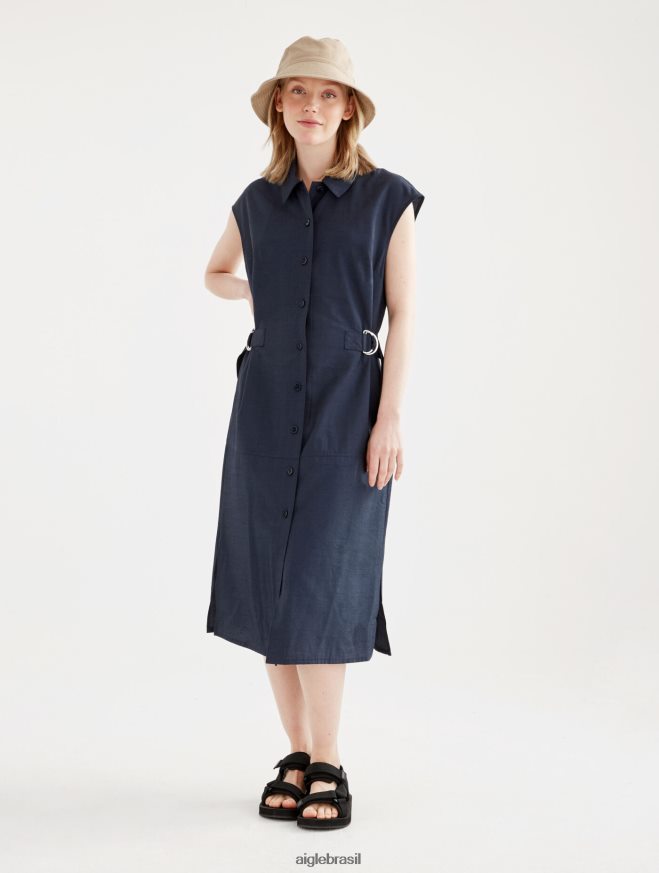 Aigle roupas vestido midi justo com botões Império mulheres RX2B88536