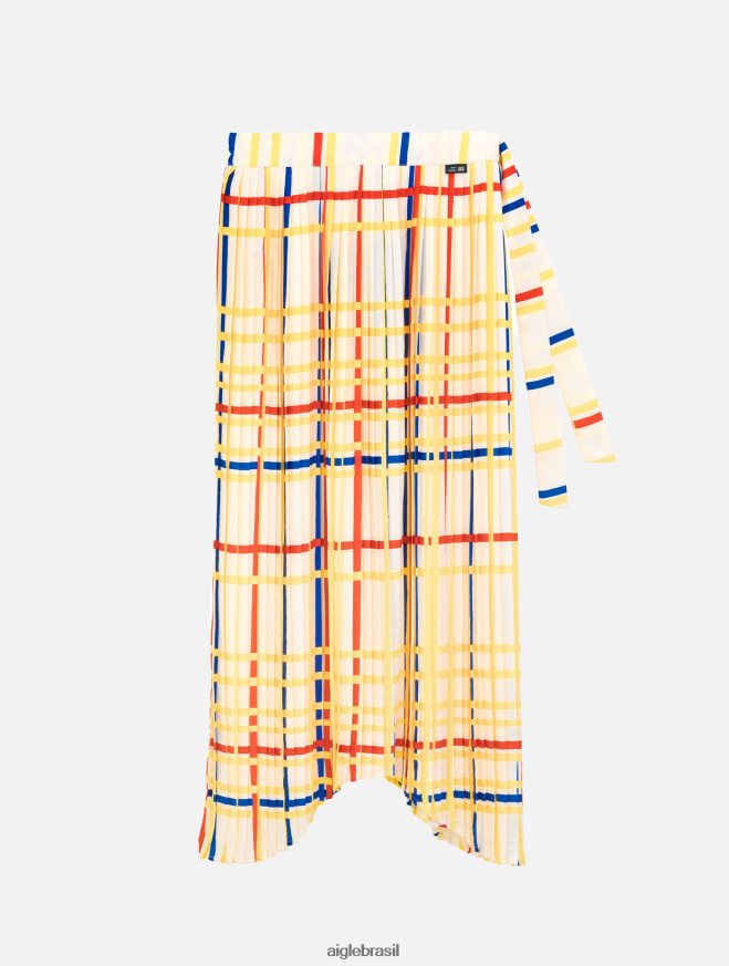 Aigle x Centre Pompidou roupas saia plissada Mondrian mulheres RX2B88583