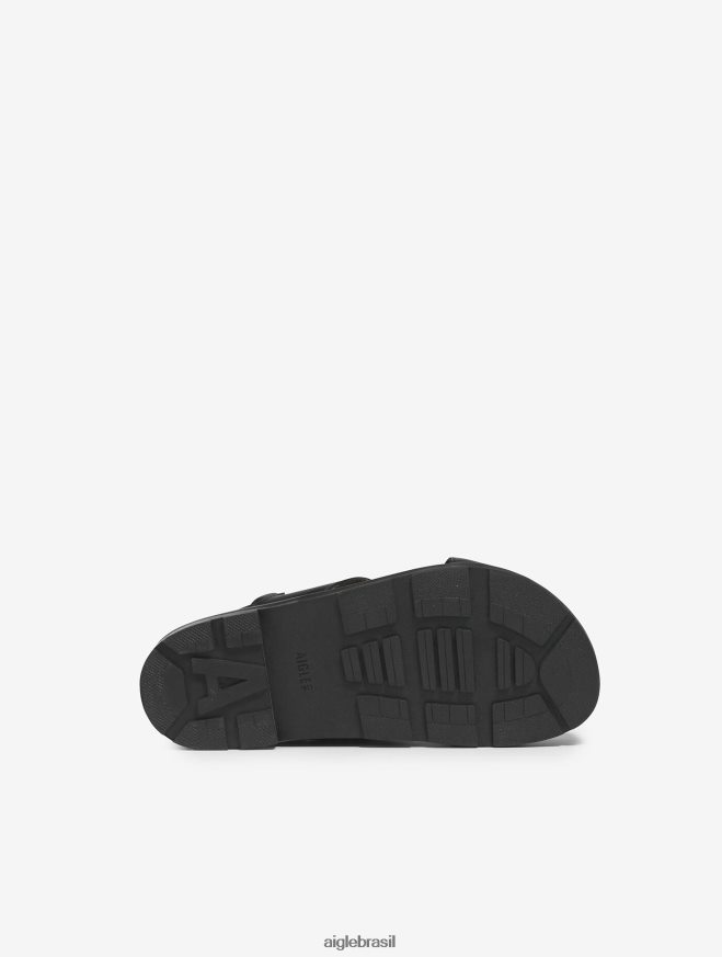 Aigle sapato sandália de couro elegante preto mulheres RX2B88623